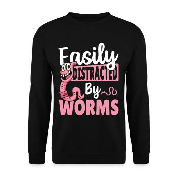 Easily Distracted By Worms Worm Farming - Unisex Sweatshirt - black - Front - Alina (178cm) & Michal (187cm)