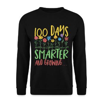 100 Tage schlauer und wachsend 100 Tage Schule - Unisex Pullover - Schwarz - Vorne - Alina (178cm) & Michal (187cm)