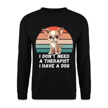 Ich brauche keinen Therapeuten ich habe einen Hund - Unisex Pullover - Schwarz - Vorne - Alina (178cm) & Michal (187cm)