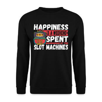 Happiness Is A Weekend Spent At The Slot Machines - Unisex Sweatshirt - black - Front - Alina (178cm) & Michal (187cm)
