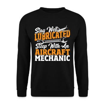 Restez bien Lubrifié Sommeil avec un mécanicien d’aéronef - Sweat-shirt Unisexe - noir - Devant - Alina (178cm) & Michal (187cm)
