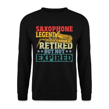 Saxophone Legend Retired But Not Expired - Unisex Pullover - Schwarz - Vorne - Alina (178cm) & Michal (187cm)