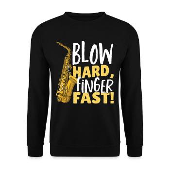 Soufflez fort, doigt vite! Saxophoniste Saxophone - Sweat-shirt Unisexe - noir - Devant - Alina (178cm) & Michal (187cm)