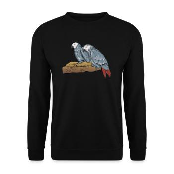 Motif de perroquet gris I pour porte-oiseau - Sweat-shirt Unisexe - noir - Devant - Alina (178cm) & Michal (187cm)