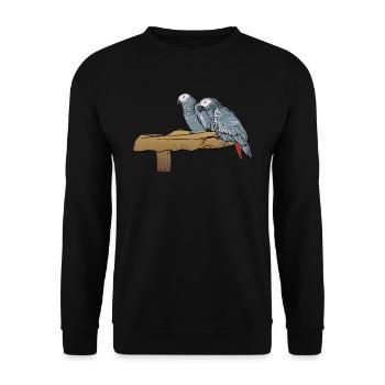Motif de perroquet gris I pour porte-oiseau - Sweat-shirt Unisexe - noir - Devant - Alina (178cm) & Michal (187cm)