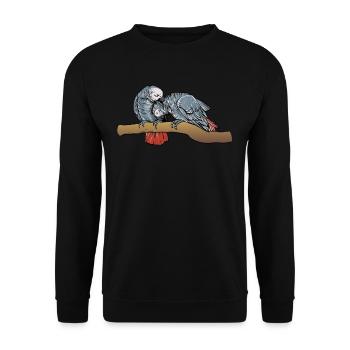 Motif de perroquet gris I pour porte-oiseau - Sweat-shirt Unisexe - noir - Devant - Alina (178cm) & Michal (187cm)