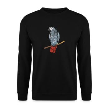 Motif de perroquet gris I pour porte-oiseau - Sweat-shirt Unisexe - noir - Devant - Alina (178cm) & Michal (187cm)