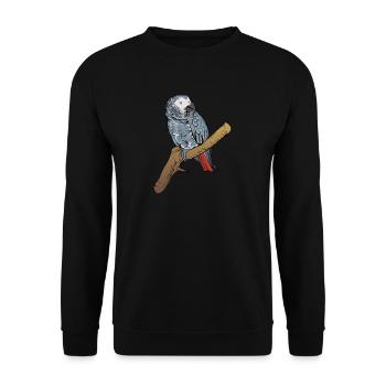 Motif de perroquet gris I pour porte-oiseau - Sweat-shirt Unisexe - noir - Devant - Alina (178cm) & Michal (187cm)