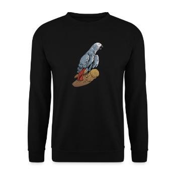 Motif de perroquet gris I pour porte-oiseau - Sweat-shirt Unisexe - noir - Devant - Alina (178cm) & Michal (187cm)