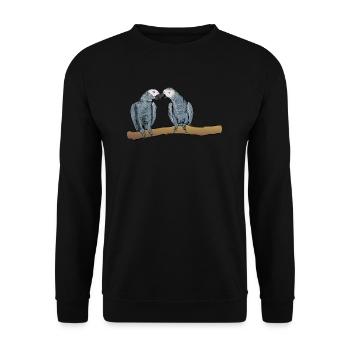 Grey Parrot I Parrot Motif for Bird Holder - Unisex Sweatshirt - black - Front - Alina (178cm) & Michal (187cm)