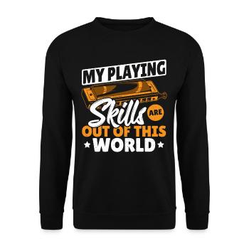 My Playing Skills Are Out Of This World Harmonica - Unisex Sweatshirt - black - Front - Alina (178cm) & Michal (187cm)
