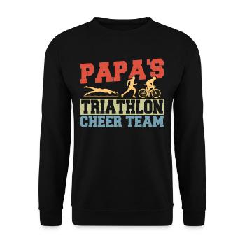 Papa's Triathlon Cheer Team Triathleten - Unisex Pullover - Schwarz - Vorne - Alina (178cm) & Michal (187cm)