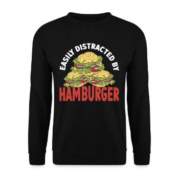 Facilement distrait par Hamburger Hamburger Fast - Sweat-shirt Unisexe - noir - Devant - Alina (178cm) & Michal (187cm)
