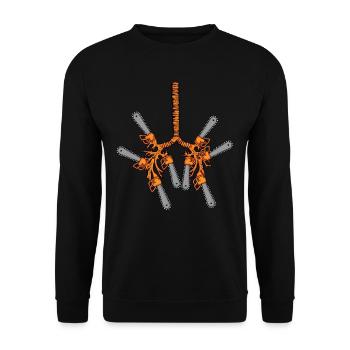 Motorsäge Förster Geschenk Männer Baumpfleger - Unisex Pullover - Schwarz - Vorne - Alina (178cm) & Michal (187cm)