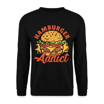 Hamburger Addict Hamburger Fast Food Lover - Sweat-shirt Unisexe - noir - Devant - Alina (178cm) & Michal (187cm)