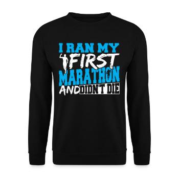 Ich bin meinen ersten Marathon gelaufen und nicht - Unisex Pullover - Schwarz - Vorne - Alina (178cm) & Michal (187cm)
