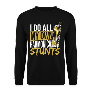 Ich mache alle meine Mundharmonika-Stunts selbst - Unisex Pullover - Schwarz - Vorne - Alina (178cm) & Michal (187cm)