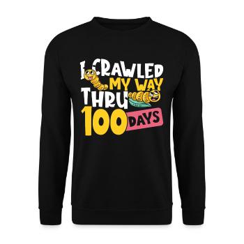 Ich kroch durch 100 Tage Schule 100. Tag der - Unisex Pullover - Schwarz - Vorne - Alina (178cm) & Michal (187cm)