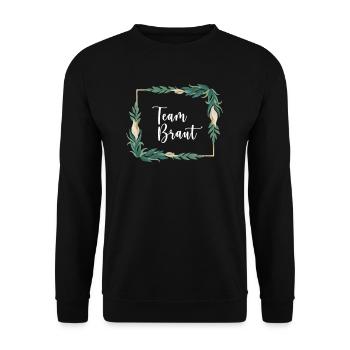Team Braut I Blumenkranz Hochzeit Boho Stil - Unisex Pullover - Schwarz - Vorne - Alina (178cm) & Michal (187cm)