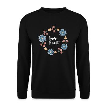 Team Braut I Blumenkranz Hochzeit Boho Stil - Unisex Pullover - Schwarz - Vorne - Alina (178cm) & Michal (187cm)
