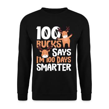 100 Bucks sagen, ich bin 100 Tage klüger 100 Tage - Unisex Pullover - Schwarz - Vorne - Alina (178cm) & Michal (187cm)