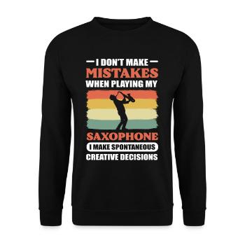 Ich mache keine Fehler, wenn ich Saxophon spiele - Unisex Pullover - Schwarz - Vorne - Alina (178cm) & Michal (187cm)