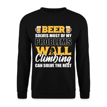 Bier löst die meisten Probleme Wandklettern löst - Unisex Pullover - Schwarz - Vorne - Alina (178cm) & Michal (187cm)