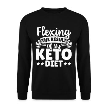 Flexing Das Ergebnis meiner Keto Diät Keto Diät - Unisex Pullover - Schwarz - Vorne - Alina (178cm) & Michal (187cm)