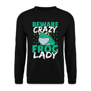Méfiez-vous de la dame grenouille folle - Sweat-shirt Unisexe - noir - Devant - Alina (178cm) & Michal (187cm)