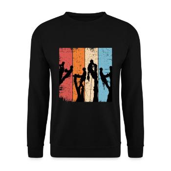 Retro Arborist Gift Father Chainsaw - Unisex Sweatshirt - black - Front - Alina (178cm) & Michal (187cm)