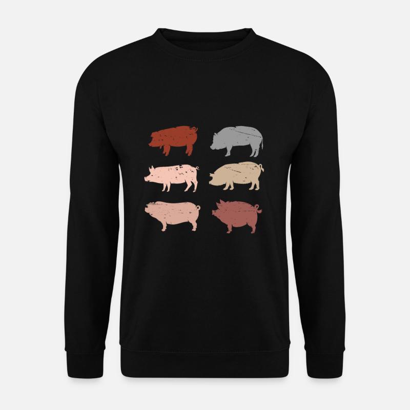 Retro Schweine Geschenk Männer Bauernhof Schwein - Unisex Pullover - Schwarz