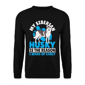 Siberian Husky Is The Reason I Wake Up Early - Unisex Sweatshirt - black - Front - Alina (178cm) & Michal (187cm)