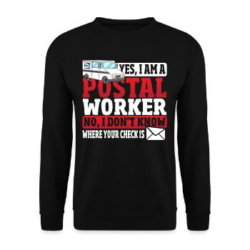 Ja, ich bin Postangestellter Postangestellter - Unisex Pullover - Schwarz - Vorne - Alina (178cm) & Michal (187cm)