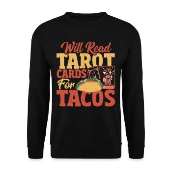 Tarotkartenleser Liest Tarotkarten für Tacos - Unisex Pullover - Schwarz - Vorne - Alina (178cm) & Michal (187cm)