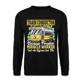Zugbegleiter Offizielle Berufsbezeichnung - Unisex Pullover - Schwarz - Vorne - Alina (178cm) & Michal (187cm)