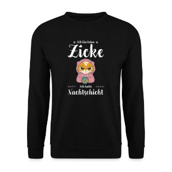 Krankenschwester I Nachteule im Nachtdienst für - Unisex Pullover - Schwarz - Vorne - Alina (178cm) & Michal (187cm)