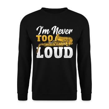 Ich bin nie zu laut Saxophonist Saxophon - Unisex Pullover - Schwarz - Vorne - Alina (178cm) & Michal (187cm)