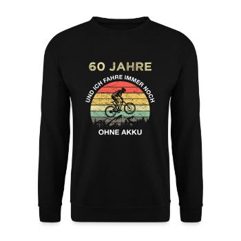 60 Jahre Radfahrer Geschenk Retro Lustiger Spruch - Unisex Pullover - Schwarz - Vorne - Alina (178cm) & Michal (187cm)