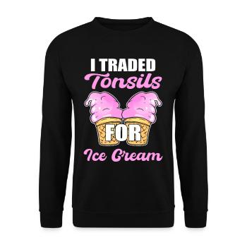Amygdalectomie J’ai échangé les amygdales pour - Sweat-shirt Unisexe - noir - Devant - Alina (178cm) & Michal (187cm)