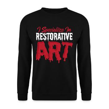 I Specialize In Restorative Art Mortician Funeral - Unisex Sweatshirt - black - Front - Alina (178cm) & Michal (187cm)