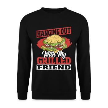 Traîner avec mon ami hamburger grillé - Sweat-shirt Unisexe - noir - Devant - Alina (178cm) & Michal (187cm)