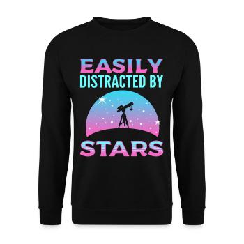 Leicht ablenkbar durch Sterne Astronomy Astronomer - Unisex Pullover - Schwarz - Vorne - Alina (178cm) & Michal (187cm)