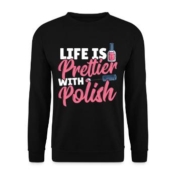 La vie est plus belle avec la laque Nail Tech - Sweat-shirt Unisexe - noir - Devant - Alina (178cm) & Michal (187cm)