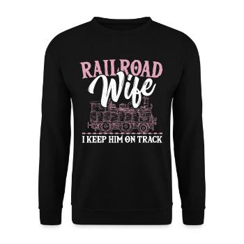 Railroad Wife I Keep Him On Track Railroader - Unisex Sweatshirt - black - Front - Alina (178cm) & Michal (187cm)