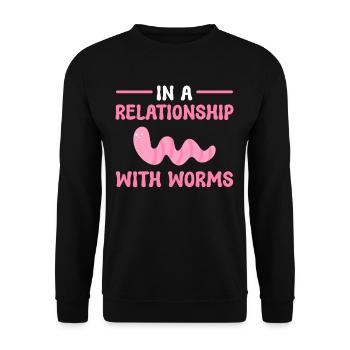 In A Relationship With Worms Worm Farming - Unisex Sweatshirt - black - Front - Alina (178cm) & Michal (187cm)