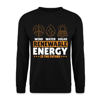 Wind Wasser Solar Erneuerbare Energie ist die - Unisex Pullover - Schwarz - Vorne - Alina (178cm) & Michal (187cm)