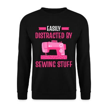 Easily Distracted By Sewing Stuff Sewing Lover - Unisex Sweatshirt - black - Front - Alina (178cm) & Michal (187cm)