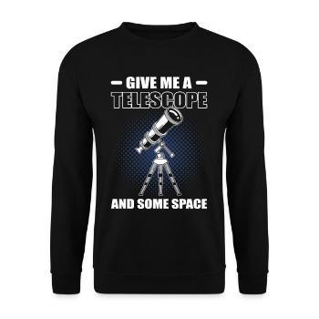 Gib mir ein Teleskop und etwas Raumfahrt - Unisex Pullover - Schwarz - Vorne - Alina (178cm) & Michal (187cm)