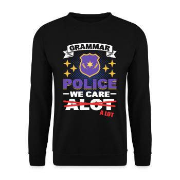 Grammar Police We Care A Lot - Unisex Sweatshirt - black - Front - Alina (178cm) & Michal (187cm)