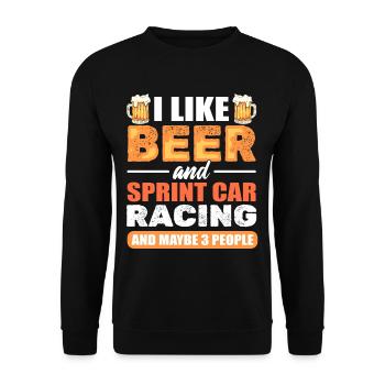 J’aime la bière et les courses de voitures de sprint et peut-être - Sweat-shirt Unisexe - noir - Devant - Alina (178cm) & Michal (187cm)